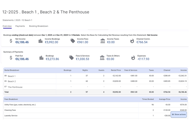 Property management software interface