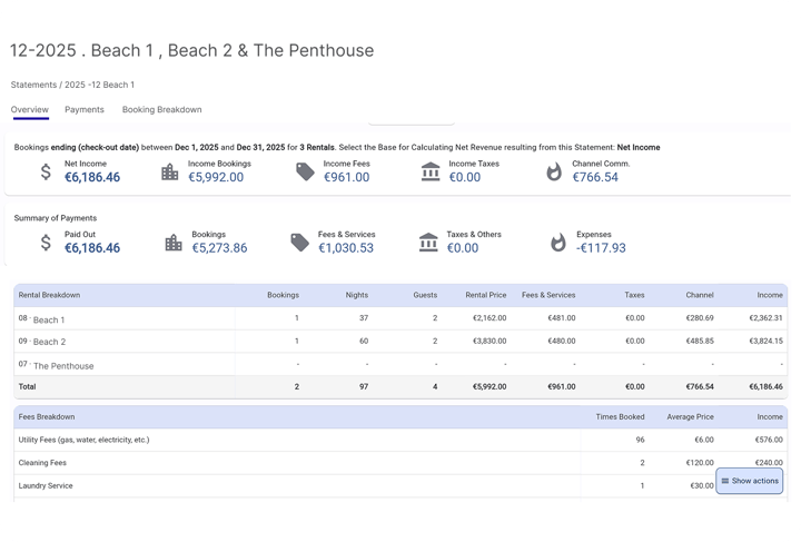 Property management software interface